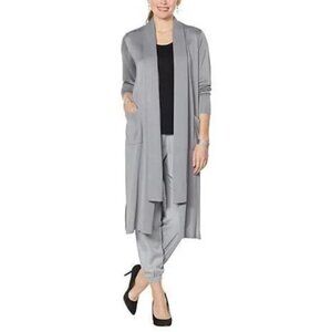 NWOT David Meister Gray Long Cardigan Sweater Set W/ Scarf Size 3X